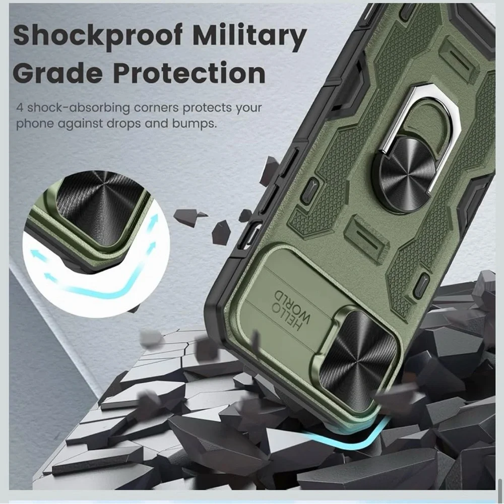 iPhone 14 Green Rugged Phone Case with Kickstand.